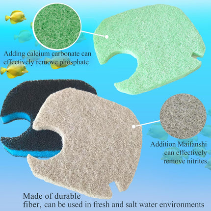 Replacement Canister Filter Pads Compatible with AMOSIJOY 172/225/265GPH Aquarium External Filter, 6 White Floss & 2 Coarse Pads & 1 Phosphate Remover Filter & 1 Nitrite Remover (10 Pcs).