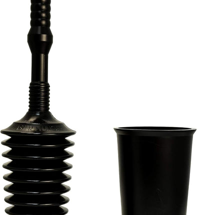 Master Plunger MP500-3TB Heavy Duty Bathroom Toilet Plunger Kit with Tall Bucket. Equipped with Air Release Valve, Black.