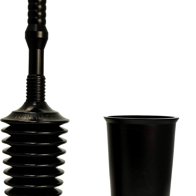 Master Plunger MP500-3TB Heavy Duty Bathroom Toilet Plunger Kit with Tall Bucket. Equipped with Air Release Valve, Black.