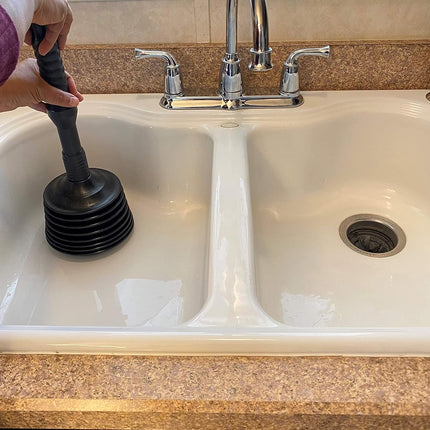 Master Plunger MP100-3 Heavy Duty Toilet Plunger Clears, Kitchen Sinks, Garbage Disposal and, Toilets Fast. Equipped with Patented Automatic Air Relief Valve, Black.