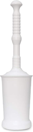 Master Plunger MP500-4TB Heavy Duty Bathroom Toilet Plunger Kit with Tall Bucket Caddy Equipped with Air Release Valve, White.