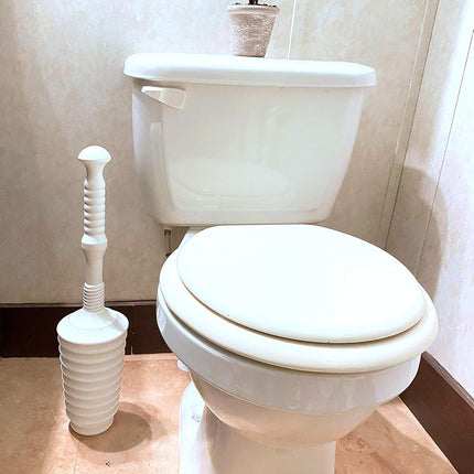 Master Plunger MP500-4TB Heavy Duty Bathroom Toilet Plunger Kit with Tall Bucket Caddy Equipped with Air Release Valve, White.
