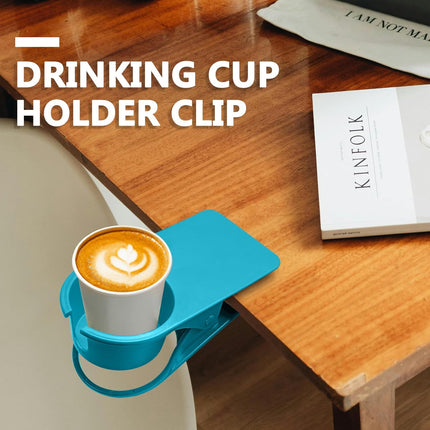 Biaungdo 3 Pack Drinking Cup Holder Clip with Side Hole, Desk Drink Holder Desk Side Clamps Clip Cup Holder Chair Cup Holder for Water Drink Beverage Soda Coffee Mug Holder(Green, Blue, Yellow).