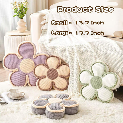 Soft Flower Shaped Floor Cushion, Plush Decorative Throw Pillow, Cute Seating Cushion, Room Decor Plush Pillows for Sofa Couch Bed (13.7 Inch, White).