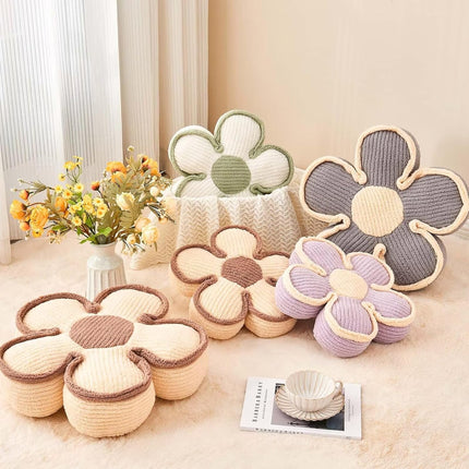 Soft Flower Shaped Floor Cushion, Plush Decorative Throw Pillow, Cute Seating Cushion, Room Decor Plush Pillows for Sofa Couch Bed (13.7 Inch, White).