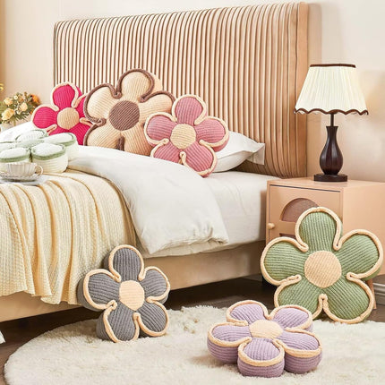 Soft Flower Shaped Floor Cushion, Plush Decorative Throw Pillow, Cute Seating Cushion, Room Decor Plush Pillows for Sofa Couch Bed (13.7 Inch, White).
