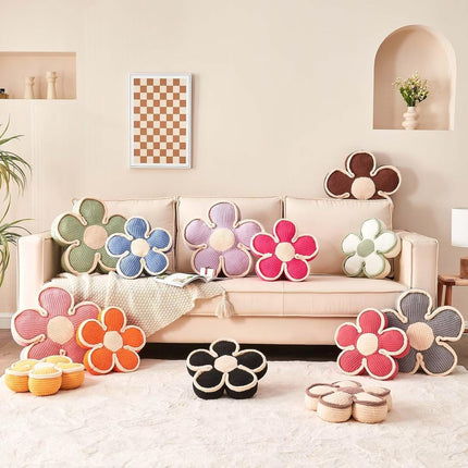 Soft Flower Shaped Floor Cushion, Plush Decorative Throw Pillow, Cute Seating Cushion, Room Decor Plush Pillows for Sofa Couch Bed (13.7 Inch, White).