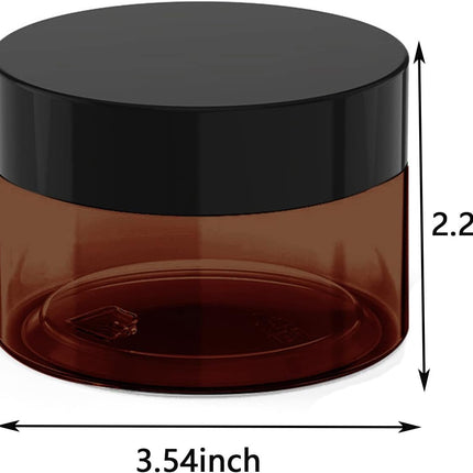 8 oz Amber Plastic Cosmetic Jars Leak Proof Container with Black Lid for Cream, Lotion, Powder, ointment, Beauty Products etc, 6 Pcs..