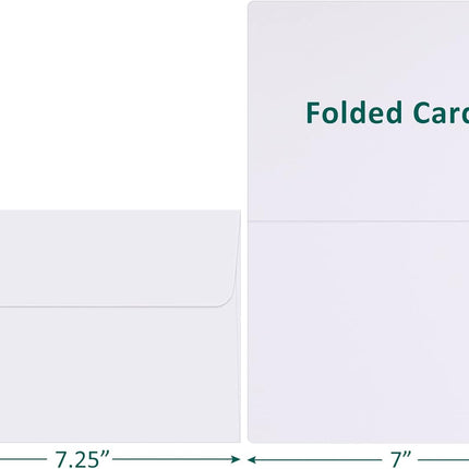 Eupako White Blank Cards and Envelopes 100 Pack - 5x7 Heavyweight Folded Cardstock and A7 Envelopes Self Seal for DIY Greeting Cards, Invitations, Wedding, Baby Shower, Birthday, Thank You Cards.