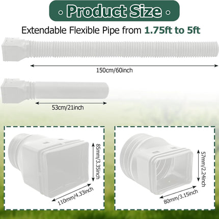 Biaungdo 1 Pack Gutter Downspout Extensions 5 Ft, 3 Inch Rain Gutter Downspout Extender Flexible Drainage Pipe for 2 x 3 Inch Residential Downspouts and 3 x 4 Inch Residential Downspouts, White.