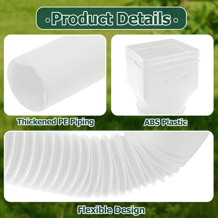 Biaungdo 1 Pack Gutter Downspout Extensions 5 Ft, 3 Inch Rain Gutter Downspout Extender Flexible Drainage Pipe for 2 x 3 Inch Residential Downspouts and 3 x 4 Inch Residential Downspouts, White.