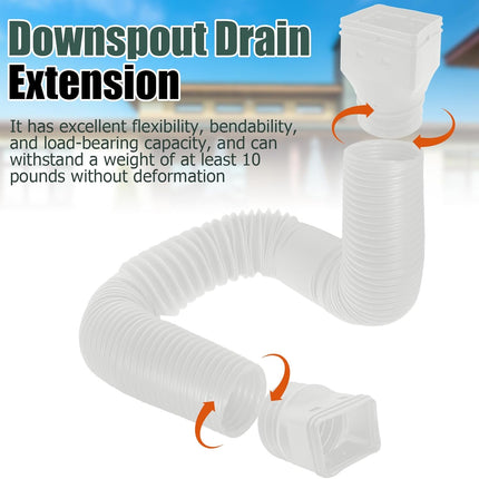 Biaungdo 1 Pack Gutter Downspout Extensions 5 Ft, 3 Inch Rain Gutter Downspout Extender Flexible Drainage Pipe for 2 x 3 Inch Residential Downspouts and 3 x 4 Inch Residential Downspouts, White.