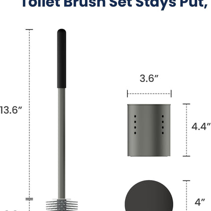 RV Toilet Brush and Holder Set- One-Piece Long Handle, Silicone Head, Magnetic Base- RV Bathroom Cleaning Kit, RV Essentials Accessories for Camper, Trailer, Motorhome.
