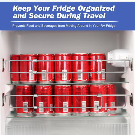 Safoner RV Secure Adjustable Bars | 12.5-22.3" Stainless Steel Rods | Food&Drink Stabilizers for RV Refrigerator | Prevents Spills&Mess During Travel | Essential RV&Camper Accessories (2 Pack).