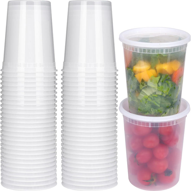 Moretoes 60 Sets 32 Oz Soup Containers with Lids, Deli Containers with Lids, Heavy-Duty Microwaveable Airtight Container for Soups, Leftovers, Sauces.