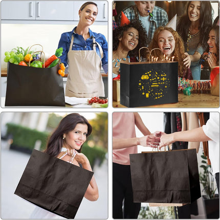 Moretoes 90pcs Black Gift Bags, 16x6x12 Inch Large Paper Bags with Handles Bulk for Boutiques, Grocery, Small Business, Mechandise, Party, Gifts & Merchandise.