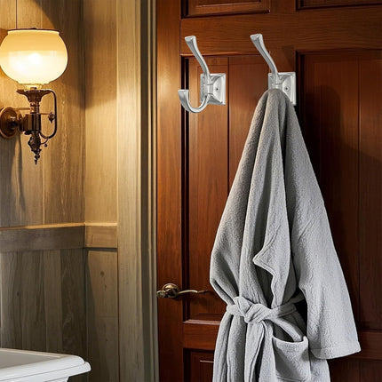 2 Pack Brushed Nickel Towel Robe Hooks, Coat Hooks for Wall Hanging Hat, Key, Bag, Mudroom Hook Entrance Bathroom Door Decorative Heavy Duty Hats Hanger.