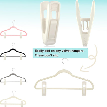 Hanger Clips for Velvet Hangers (Beige, 40 PCS), Non-Slip Plastic Clips Pant Skirt Hanger Clips for Flocking Hangers.
