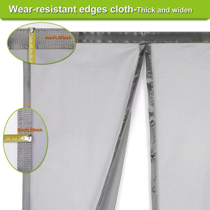 Magnetic Screen Door Self Closing, 78 x 84 inch, Grey Upgraded Polyester Thicken Mesh Mosquito Net for Patio Door, with Magnets, Keep Bugs Out, with Hook Tape.