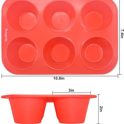 Silicone Large Muffin Pan 2 Pack,6 Cup Large Silicone Cupcake Pan,Non-Stick Jumbo Muffin Pans,Food Grade Cupcake Molds,Perfect for Egg Muffin,Big Cupcake.
