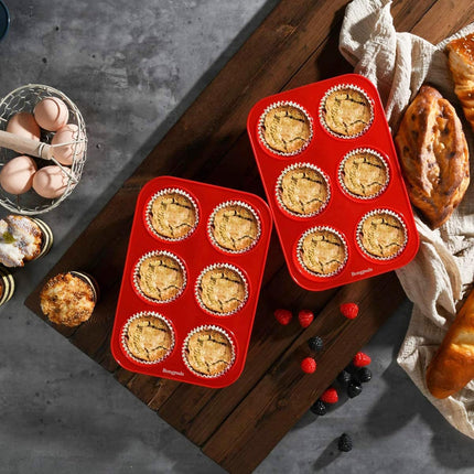 Silicone Large Muffin Pan 2 Pack,6 Cup Large Silicone Cupcake Pan,Non-Stick Jumbo Muffin Pans,Food Grade Cupcake Molds,Perfect for Egg Muffin,Big Cupcake.