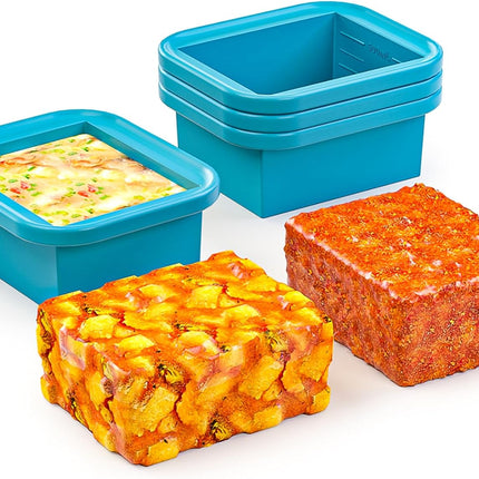 Bangp 2 Cup Silicone Freezer Trays with Lid,2 Pack,Thermally Insulated Containers for Food,Reusable,Soup Freezer Molds,Freeze and Store Soup, Broth, Sauce, Leftovers.
