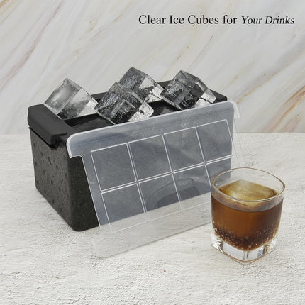 Bangp Crystal Clear Ice Cube Maker,8 Large 2" Square Pure Ice Cubes for Cocktails,Bourbon & Drinks,Clear Ice Cube Mold with Reusable Ice Storage Bag,Whiskey Gifts for Men.