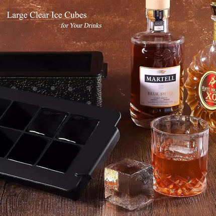 Bangp Crystal Clear Ice Cube Maker,8 Large 2" Square Pure Ice Cubes for Cocktails,Bourbon & Drinks,Clear Ice Cube Mold with Reusable Ice Storage Bag,Whiskey Gifts for Men.