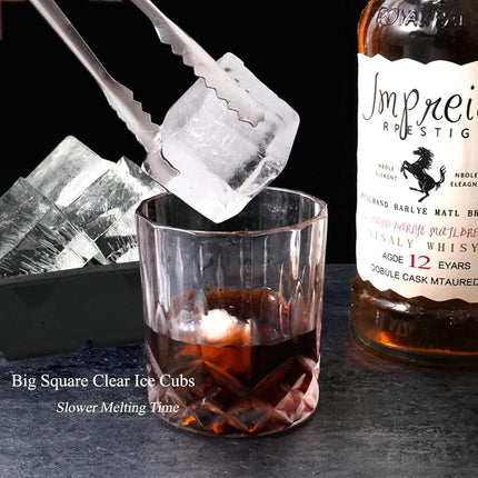 Bangp Crystal Clear Ice Cube Maker,8 Large 2" Square Pure Ice Cubes for Cocktails,Bourbon & Drinks,Clear Ice Cube Mold with Reusable Ice Storage Bag,Whiskey Gifts for Men.