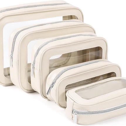 5PCS Diaper Bag Organizer Pouch Set, TSA Approved Toiletry Bag，Clear Waterproof TPU Makeup Bag Set Travel Organizer Bags for Women and Kids,Mothers Day Gifts.