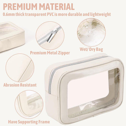5PCS Diaper Bag Organizer Pouch Set, TSA Approved Toiletry Bag，Clear Waterproof TPU Makeup Bag Set Travel Organizer Bags for Women and Kids,Mothers Day Gifts.