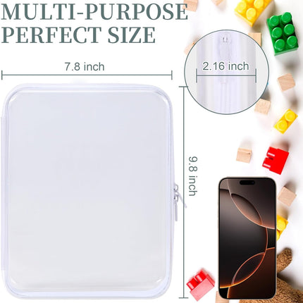 3 Pack Clear Hard Shell Zipper Case, Clear Zipper Pouches Waterproof Makeup Organizer & Travel Toiletry Bag, Diaper Bag Organizing Pouches, Plastic Pouch for Office Home Storage, Large Size.