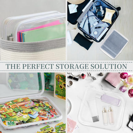 3 Pack Clear Hard Shell Zipper Case, Clear Zipper Pouches Waterproof Makeup Organizer & Travel Toiletry Bag, Diaper Bag Organizing Pouches, Plastic Pouch for Office Home Storage, Large Size.