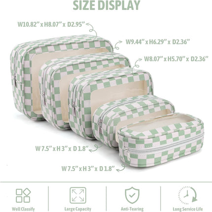 5PCS Diaper Bag Organizer Pouch Set,TSA Approved Toiletry Bag, Waterproof TPU Makeup Bag Set, Travel Organizer Bags for Women and Kids.