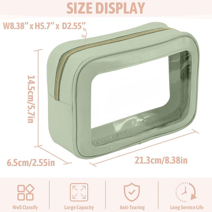 3PCS Clear Toiletry Bag,TSA Approved Travel Makeup Pouch with Zipper for Cosmetics and Toiletries，Diaper Bag Organizer Pouch Set，Women's Purse Organizer and Clear Car Bag.