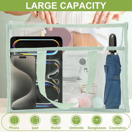 4 Pcs Clear Tote Bag, Large Makeup Bags, Clear PVC Cosmetic Bag Organizer, Multifunction Travel Toiletry Bag for Women, Transparent Beach Tote Bags, Transparent Organizer Storage Bags.