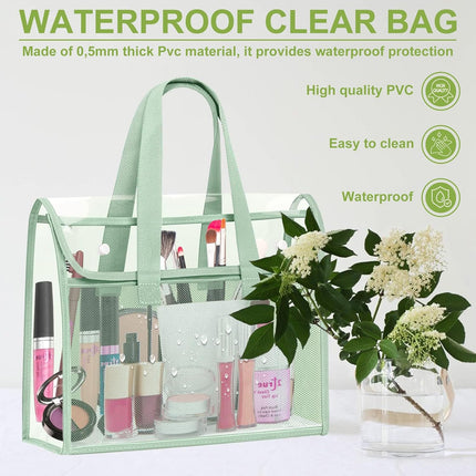 4 Pcs Clear Tote Bag, Large Makeup Bags, Clear PVC Cosmetic Bag Organizer, Multifunction Travel Toiletry Bag for Women, Transparent Beach Tote Bags, Transparent Organizer Storage Bags.