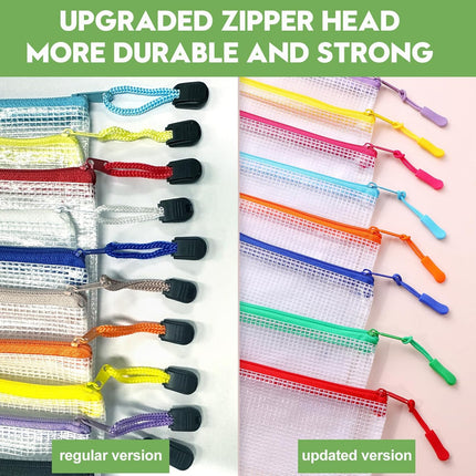 24pcs Mesh Zipper Pouch File Bags Puzzle Storage Bags, A3 17x12 Inches Large Reusable Zipper Pouches for Organizing Classroom Board Game Organization.