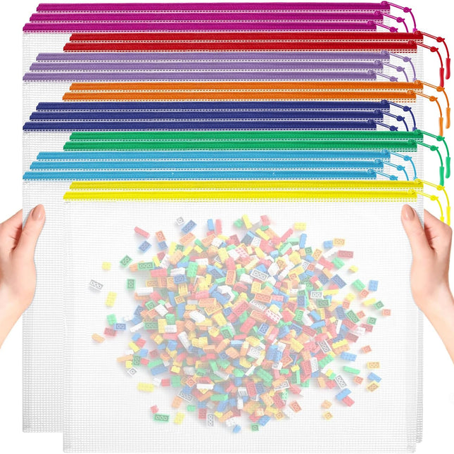 20pcs Mesh Zipper Pouch Bags, Puzzle Bags, A3 17x12 Inches Large Reusable Pouches for Organizing Classroom and Storage, Extra Large Zipper Pouch, Board Game Storage.