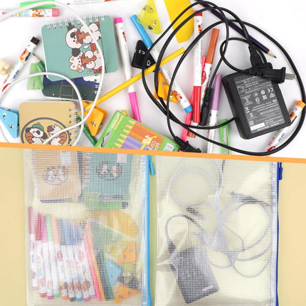 20pcs Mesh Zipper Pouch Bags, Puzzle Bags, A3 17x12 Inches Large Reusable Pouches for Organizing Classroom and Storage, Extra Large Zipper Pouch, Board Game Storage.