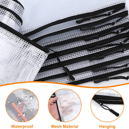 20pcs Plastic Mesh Zipper Pouch Bags, A3 17x12 Inches Extra Large Mesh Bags, Reusable Zipper Pouches for Classroom Office Supplies Organizing, Puzzles & Games, Board Game Organization.