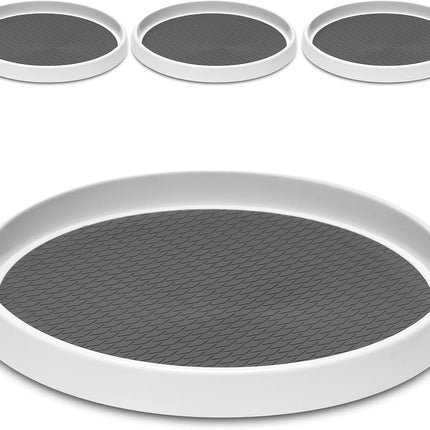 Set of 4, 10 Inch Non-Skid Lazy Susan Organizers - Turntable Rack for Cabinet, Pantry Organization and Storage, Kitchen, Fridge, Bathroom Makeup Vanity Countertop, Under Sink Organizing, Spice Rack.