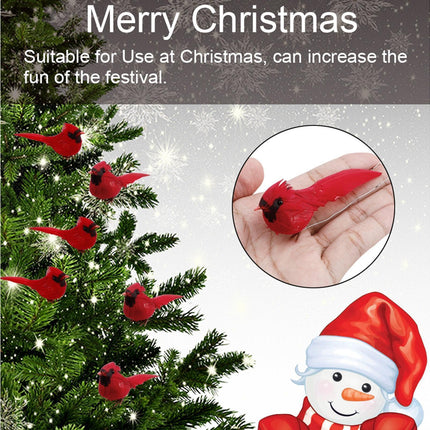 10Pcs Artificial Red Christmas Lucky Birds DIY Xmas Tree Pendant Decoration Gift-B.