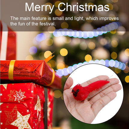 10Pcs Artificial Red Christmas Lucky Birds DIY Xmas Tree Pendant Decoration Gift-B.