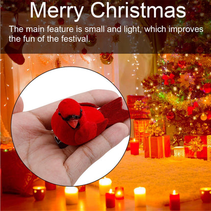 10Pcs Artificial Red Christmas Lucky Birds DIY Xmas Tree Pendant Decoration Gift-B.