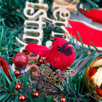 10Pcs Artificial Red Christmas Lucky Birds DIY Xmas Tree Pendant Decoration Gift-B.