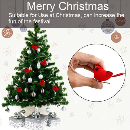 10Pcs Artificial Red Christmas Lucky Birds DIY Xmas Tree Pendant Decoration Gift-B.
