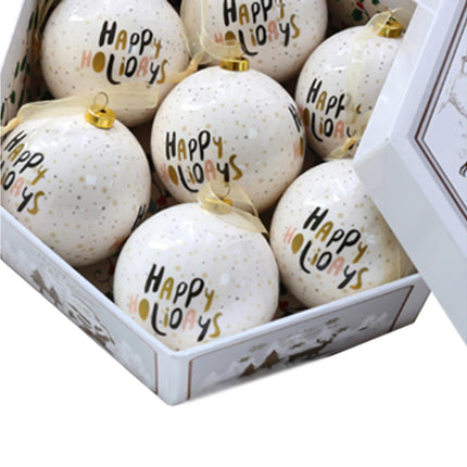 1 Box Decorative Christmas Balls Pendants with Lanyard PC Delicate Craft Festival Balls Pendants Home Decor-Golden.