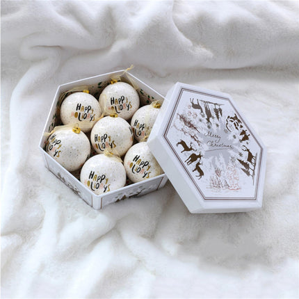 1 Box Decorative Christmas Balls Pendants with Lanyard PC Delicate Craft Festival Balls Pendants Home Decor-Golden.