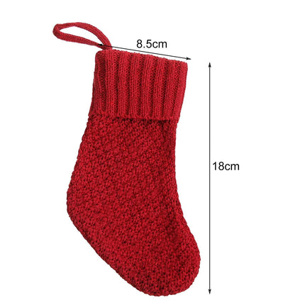 4Pcs/6Pcs Christmas Stocking Knitted with Hanging Rope Thickened Country Style Christmas Tree Decorations Mantle Hanging Stockings-Red 6pcs.
